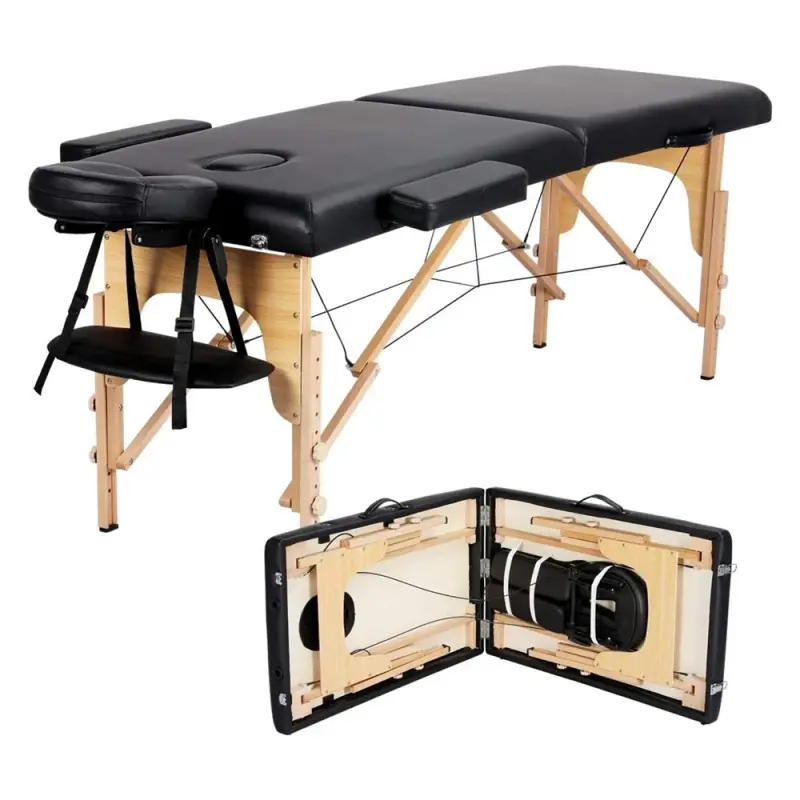 2-Section Portable Wooden Massage Table, PVC — wooden tables by Mars Industrial
