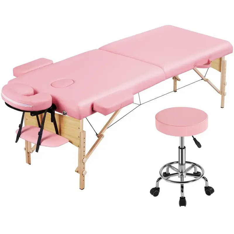 Custom Pink Wooden Massage Table, 2-Section — wooden tables by Mars Industrial