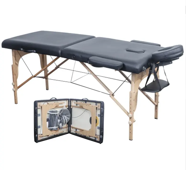 Folding Wooden Massage Bed, Slate Grey — wooden tables by Mars Industrial