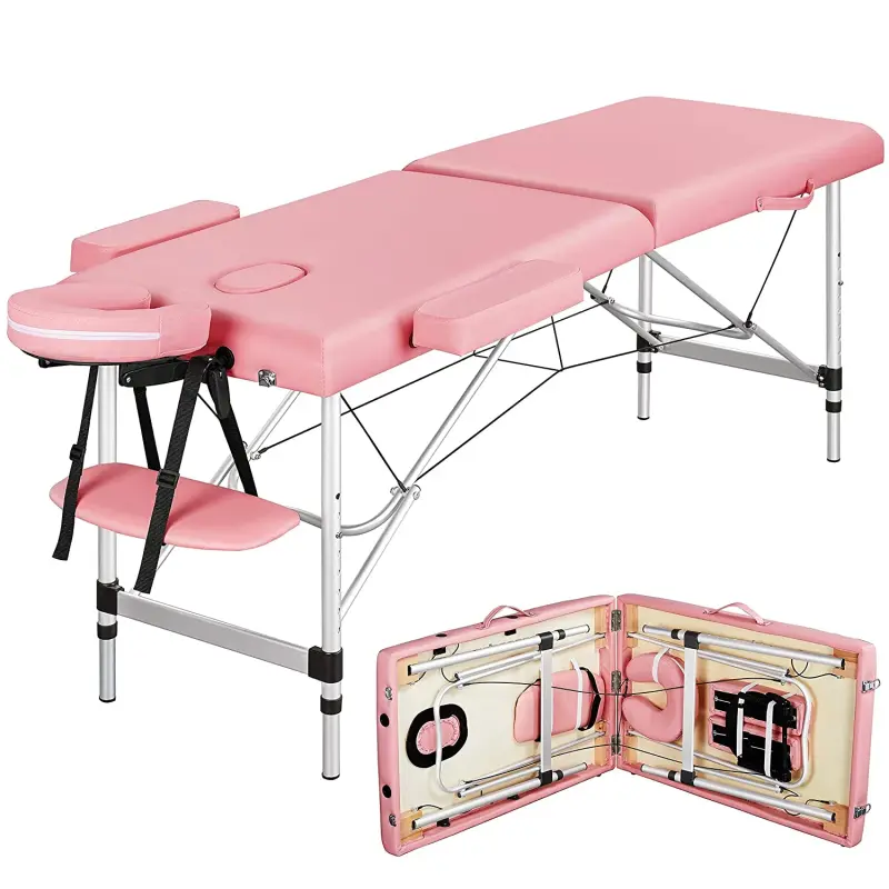 Pink Aluminum Massage Table with Face Cradle — aluminum tables by Mars Industrial