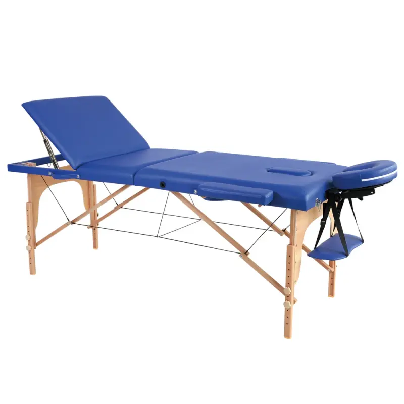 Wooden Massage Table with Backrest, Blue — wooden tables by Mars Industrial